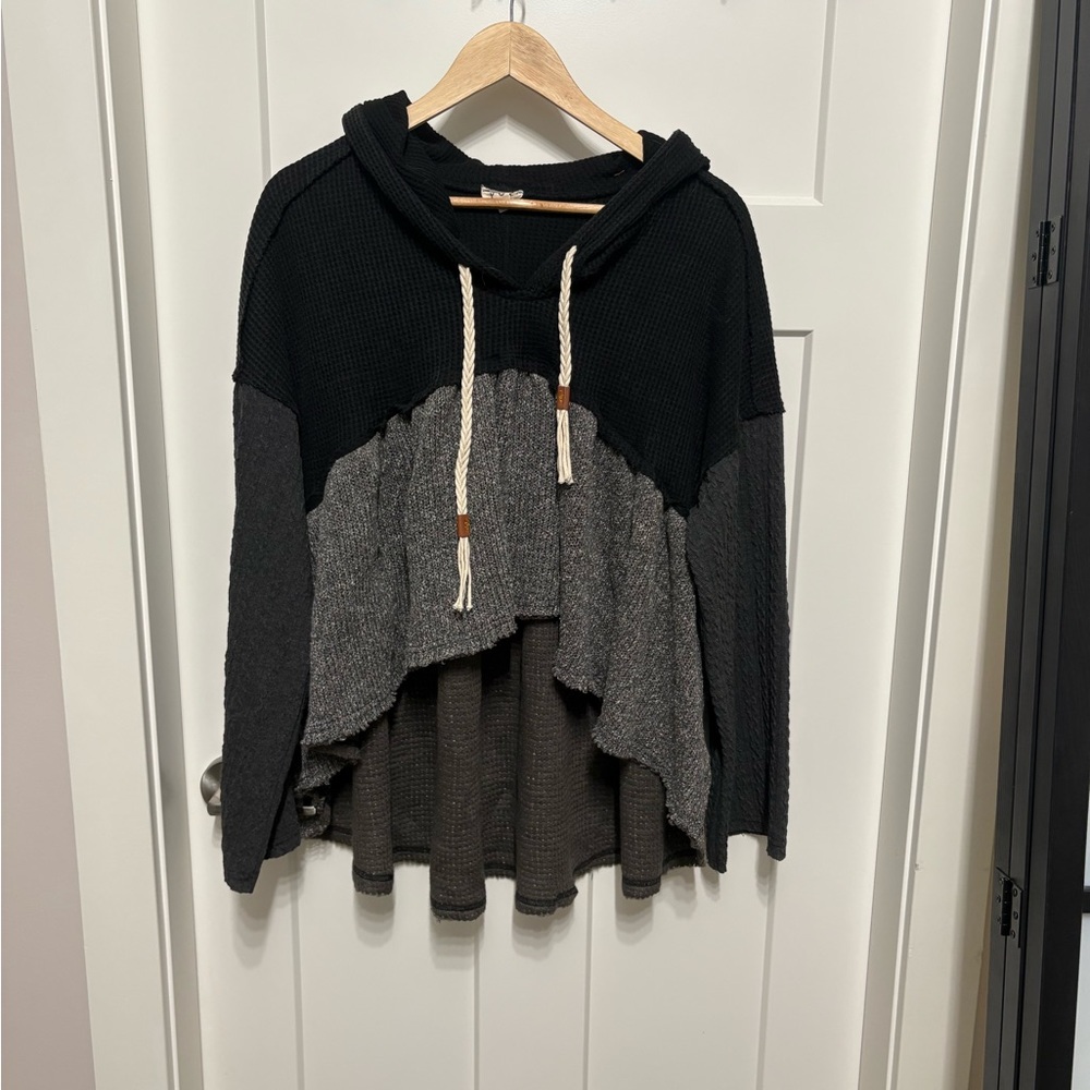 POL Black and Gray Colorblock Hoodie